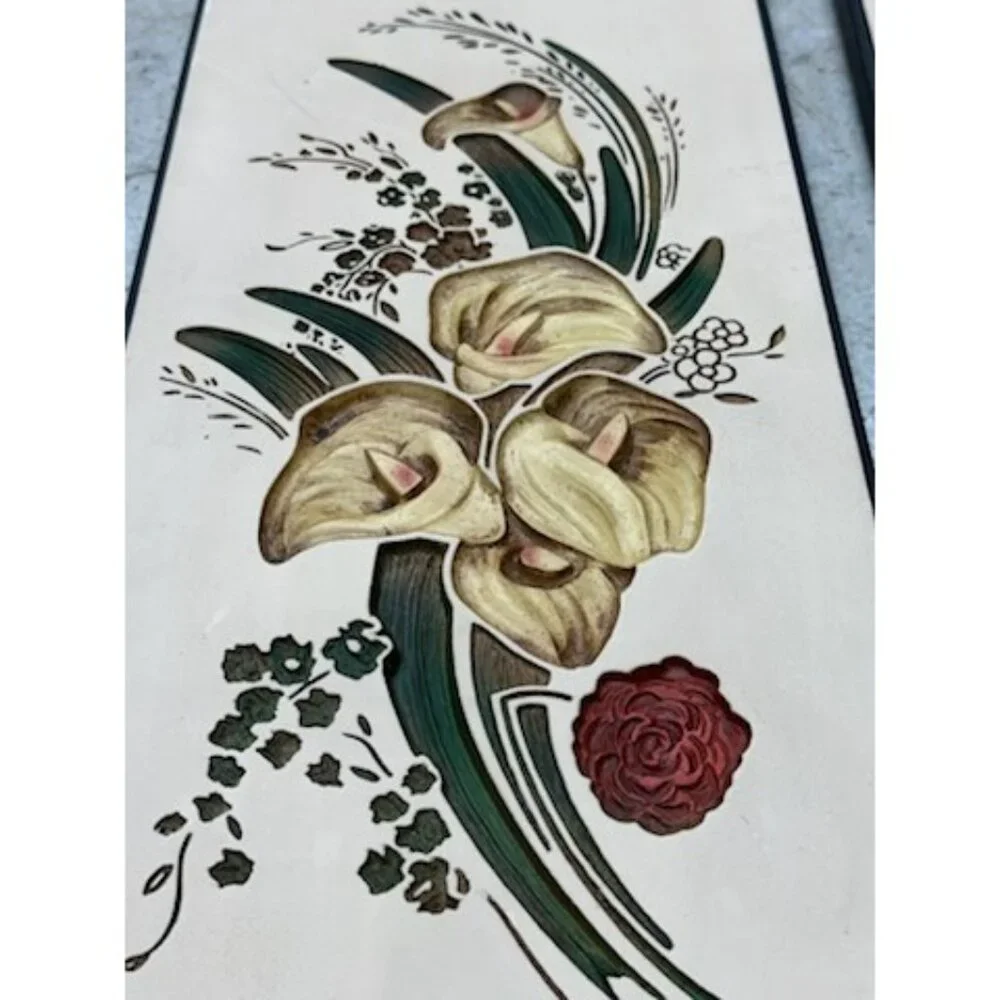 VTG Floral Wall Art Hanging Decor Set of 2 Calla‎ Lily & Rose Botanical Panels